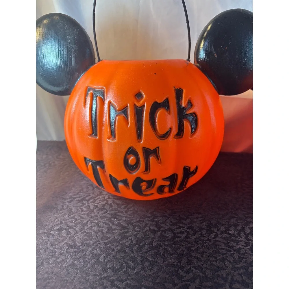 Disney Mickey Mouse Pumpkin Trick or‎ Treat Set of 2 Orange Halloween Pails